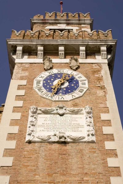 Italy, Venice The clock tower at the Arsenale